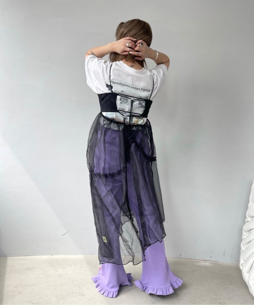 SANSeLF（サンセルフ）の「アシンメトリーチュールキャミソールドレス【SANSeLF】 sanw23s023（ワンピース・レディース・ブラック/ホワイト・FREE）」の17枚目の写真