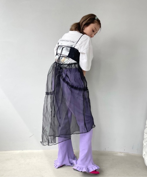 SANSeLF（サンセルフ）の「アシンメトリーチュールキャミソールドレス【SANSeLF】 sanw23s023（ワンピース・レディース・ブラック/ホワイト・FREE）」の10枚目の写真