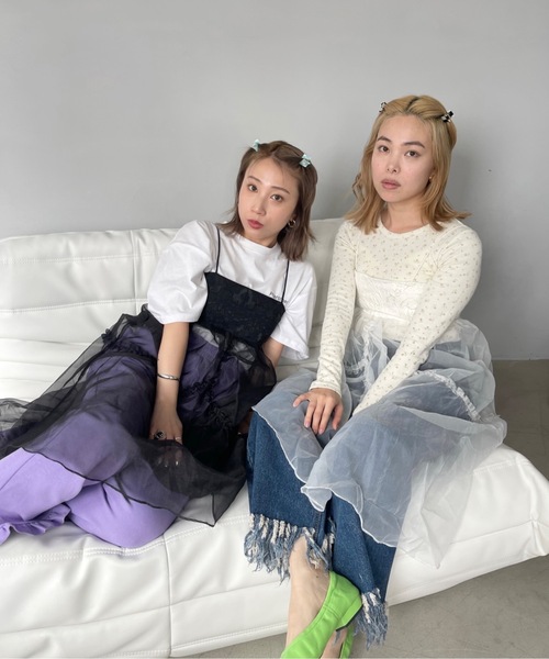 SANSeLF（サンセルフ）の「アシンメトリーチュールキャミソールドレス【SANSeLF】 sanw23s023（ワンピース・レディース・ブラック/ホワイト・FREE）」の8枚目の写真