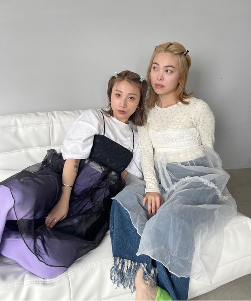 SANSeLF（サンセルフ）の「アシンメトリーチュールキャミソールドレス【SANSeLF】 sanw23s023（ワンピース・レディース・ブラック/ホワイト・FREE）」の15枚目の写真