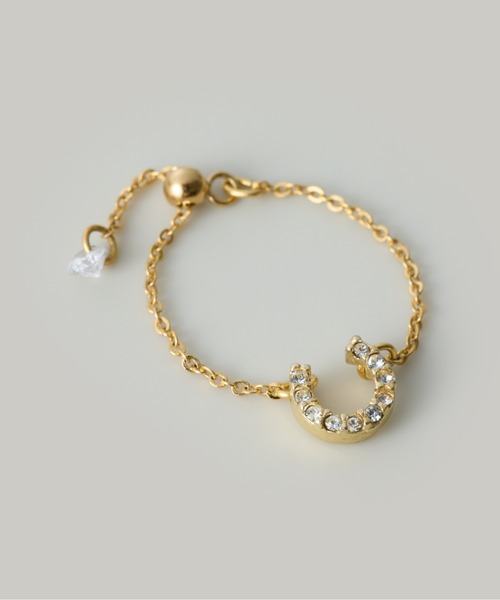 Jolie Toujours(ジョリトゥジュール)の「〈K18GP〉ホースシューチェーンリング(リング・レディース・ゴールド・FREE)」の2枚目の写真