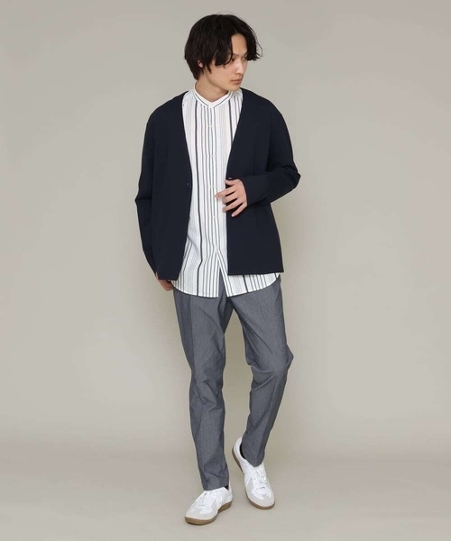 a.v.v（アーヴェヴェ）の「【洗濯機で洗える】リラックスノーカラージャケット（ノーカラージャケット・メンズ・ブラック/ネイビー・48/46/50/44）」の3枚目の写真