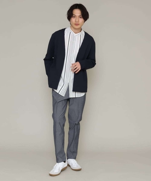 a.v.v（アーヴェヴェ）の「【洗濯機で洗える】リラックスノーカラージャケット（ノーカラージャケット・メンズ・ブラック/ネイビー・48/46/50/44）」の4枚目の写真