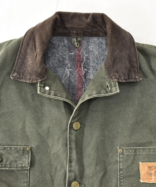 【大人気】Carhartt カーキ ジャケット カバーオール 襟 ワンポイント 大人気】Carhartt カーキ ジャケット カバーオール 襟 ワン
