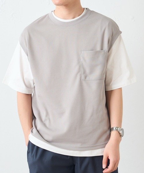 DISCOAT（ディスコート）の「ストライプバンドカラーシャツカノコベストアンサンブル（アンサンブル・メンズ・グレイッシュベージュ/ネイビー・LARGE/MEDIUM）」の9枚目の写真