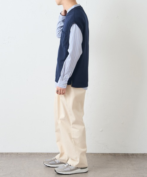 DISCOAT（ディスコート）の「ストライプバンドカラーシャツカノコベストアンサンブル（アンサンブル・メンズ・グレイッシュベージュ/ネイビー・LARGE/MEDIUM）」の20枚目の写真
