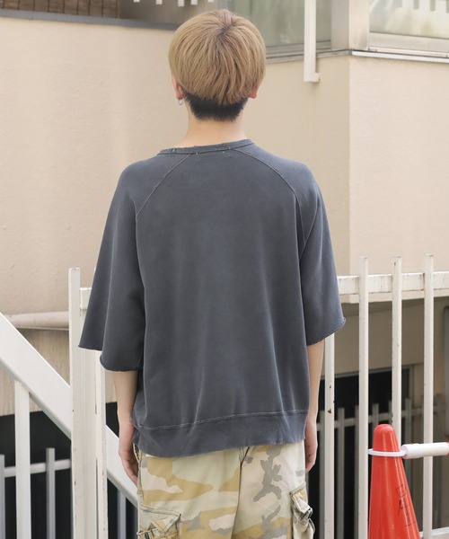 REMI RELIEF（レミレリーフ）の「REMI RELIEF/レミレリーフ HARD SP加工12/裏毛S/Sクルー 半袖スウェット ラグラン（スウェット・メンズ・オートミール/オフホワイト/ブラック・XL/L/M）」の5枚目の写真