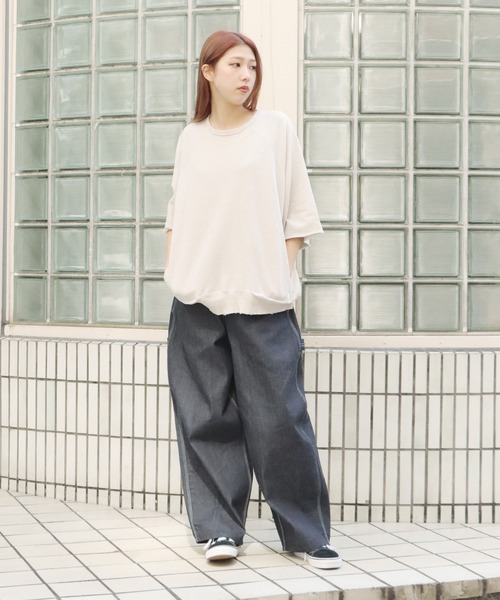 REMI RELIEF（レミレリーフ）の「REMI RELIEF/レミレリーフ HARD SP加工12/裏毛S/Sクルー 半袖スウェット ラグラン（スウェット・メンズ・オートミール/オフホワイト/ブラック・XL/L/M）」の16枚目の写真