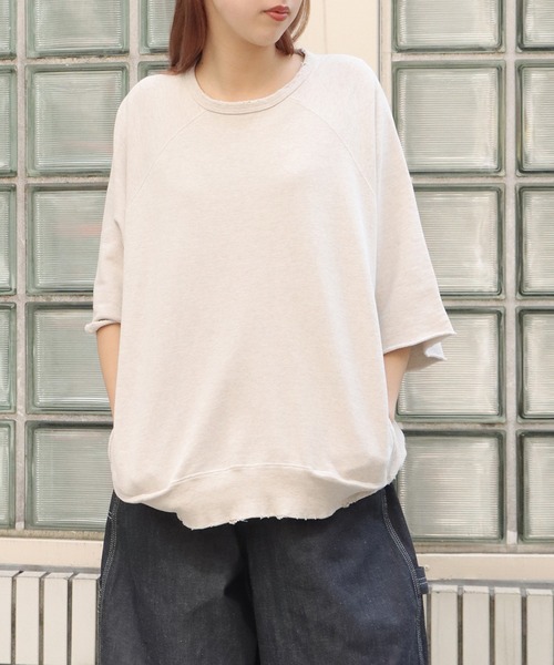 REMI RELIEF（レミレリーフ）の「REMI RELIEF/レミレリーフ HARD SP加工12/裏毛S/Sクルー 半袖スウェット ラグラン（スウェット・メンズ・オートミール/オフホワイト/ブラック・XL/L/M）」の18枚目の写真