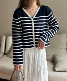 Isn't She?（イズントシー）の「金ボタンボーダーニットカーディガン（カーディガン/ボレロ）」