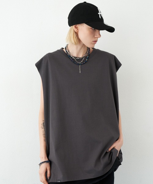 AIVER（アイバー）の「AIVER　16/-ウォッシュ天竺ワイドN/S TEE（Tシャツ/カットソー・メンズ・ブラック/ホワイト/チャコールグレー/イエロー・SMALL/MEDIUM/LARGE）」の4枚目の写真