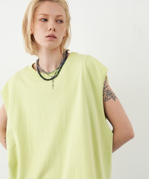 AIVER（アイバー）の「AIVER　16/-ウォッシュ天竺ワイドN/S TEE（Tシャツ/カットソー・メンズ・ブラック/ホワイト/チャコールグレー/イエロー・SMALL/MEDIUM/LARGE）」の18枚目の写真