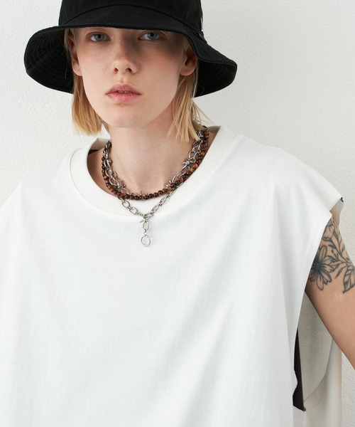 AIVER（アイバー）の「AIVER　16/-ウォッシュ天竺ワイドN/S TEE（Tシャツ/カットソー・メンズ・ブラック/ホワイト/チャコールグレー/イエロー・SMALL/MEDIUM/LARGE）」の5枚目の写真