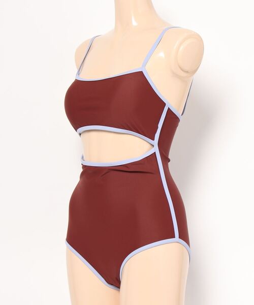 QFORON(キュフォロン)の「カットアウトパイピングワンピース水着(水着・レディース・ブラウン・LL/L/M)」の18枚目の写真