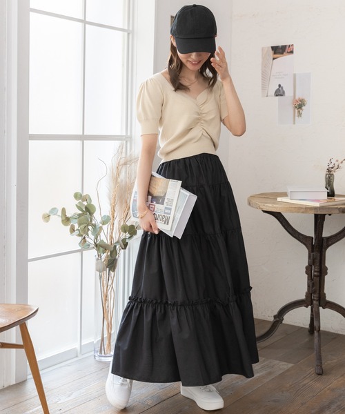 Ada.(エイダ)の「今なら490円!フロントギャザーパフスリニット(ニット/セーター・レディース・オフホワイト/ライトベージュ/ブラック・FREE)」の8枚目の写真