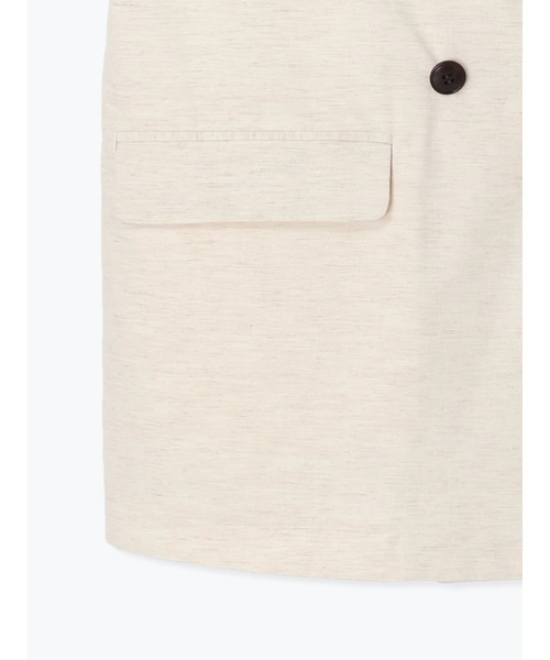 Te chichi(テチチ)の「リネン混ポプリン半袖テーラードジャケット(ノーカラージャケット・レディース・キナリ/ブラック・F)」の8枚目の写真