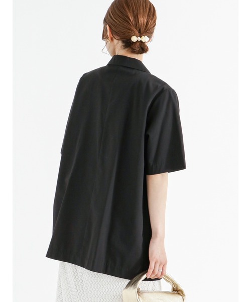 Te chichi(テチチ)の「リネン混ポプリン半袖テーラードジャケット(ノーカラージャケット・レディース・キナリ/ブラック・F)」の17枚目の写真