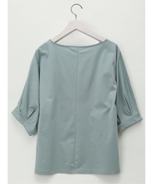 MARLENE JOBERT（マルレーヌ　ジョベル）の「【接触冷感 コットン100%】マルレーヌジョベル/MARLENE JOBERT 5分袖タック入り クルーTシャツ（Tシャツ/カットソー・レディース・イエロー/ホワイト/ネイビー/サックスブルー/オレンジ・MEDIUM/LARGE）」の9枚目の写真