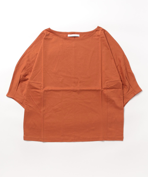 MARLENE JOBERT（マルレーヌ　ジョベル）の「【接触冷感 コットン100%】マルレーヌジョベル/MARLENE JOBERT 5分袖タック入り クルーTシャツ（Tシャツ/カットソー・レディース・イエロー/ホワイト/ネイビー/サックスブルー/オレンジ・MEDIUM/LARGE）」の18枚目の写真