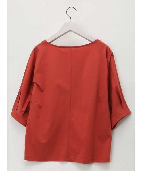 MARLENE JOBERT（マルレーヌ　ジョベル）の「【接触冷感 コットン100%】マルレーヌジョベル/MARLENE JOBERT 5分袖タック入り クルーTシャツ（Tシャツ/カットソー・レディース・イエロー/ホワイト/ネイビー/サックスブルー/オレンジ・MEDIUM/LARGE）」の19枚目の写真