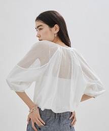 SALON adam et rope' | メッシュMIXボリュームスリーブブラウス(シャツ/ブラウス)