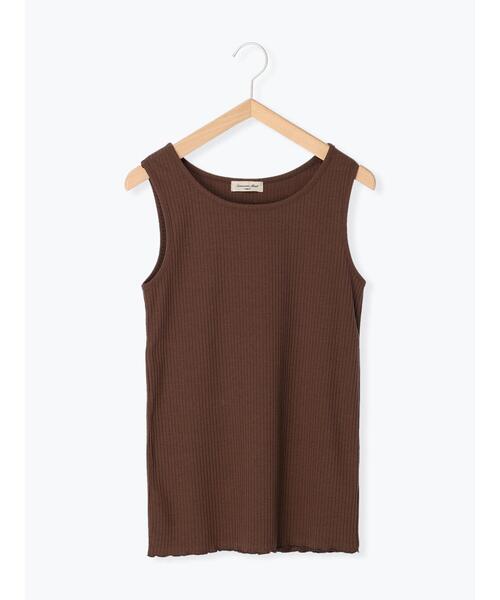 Samansa Mos2（サマンサ モスモス）の「テレコ柄アソートノースリーブ（タンクトップ・レディース・ブラウン/オフホワイト/キナリ/チャコールグレー・F）」の4枚目の写真