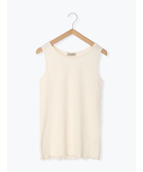 Samansa Mos2（サマンサ モスモス）の「テレコ柄アソートノースリーブ（タンクトップ・レディース・ブラウン/オフホワイト/キナリ/チャコールグレー・F）」の5枚目の写真