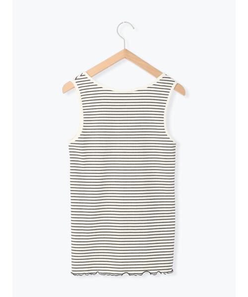 Samansa Mos2（サマンサ モスモス）の「テレコ柄アソートノースリーブ（タンクトップ・レディース・ブラウン/オフホワイト/キナリ/チャコールグレー・F）」の6枚目の写真