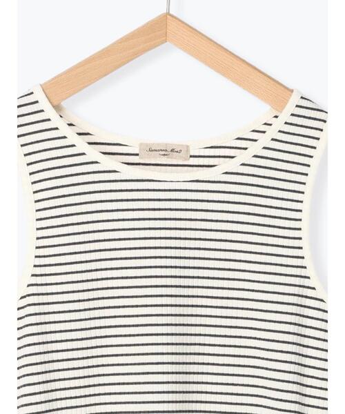 Samansa Mos2（サマンサ モスモス）の「テレコ柄アソートノースリーブ（タンクトップ・レディース・ブラウン/オフホワイト/キナリ/チャコールグレー・F）」の7枚目の写真