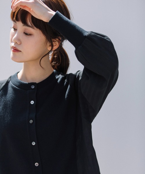 Munich(ミューニック)の「リネンコットンニット×布帛ドッキングシャツ(シャツ/ブラウス・レディース・ブルー/ブラック/ホワイト・FREE)」の22枚目の写真