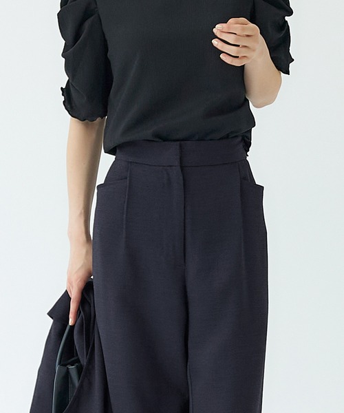 coca（coca）（コカ）の「セットアップ対応麻調ストレートパンツ（その他パンツ・レディース・ブラック/ライトベージュ・M/L）」の4枚目の写真