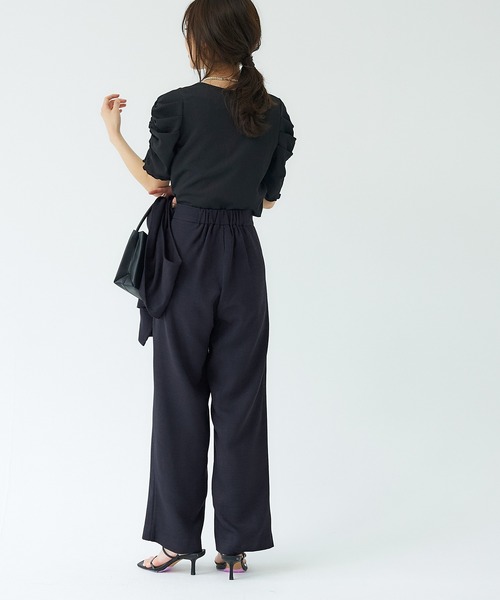 coca（coca）（コカ）の「セットアップ対応麻調ストレートパンツ（その他パンツ・レディース・ブラック/ライトベージュ・M/L）」の5枚目の写真