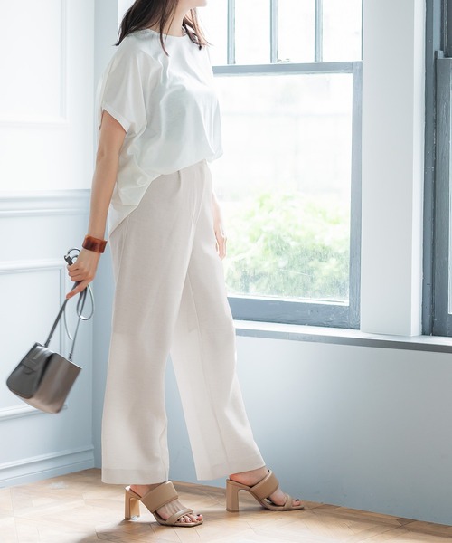 coca（coca）（コカ）の「セットアップ対応麻調ストレートパンツ（その他パンツ・レディース・ブラック/ライトベージュ・M/L）」の8枚目の写真
