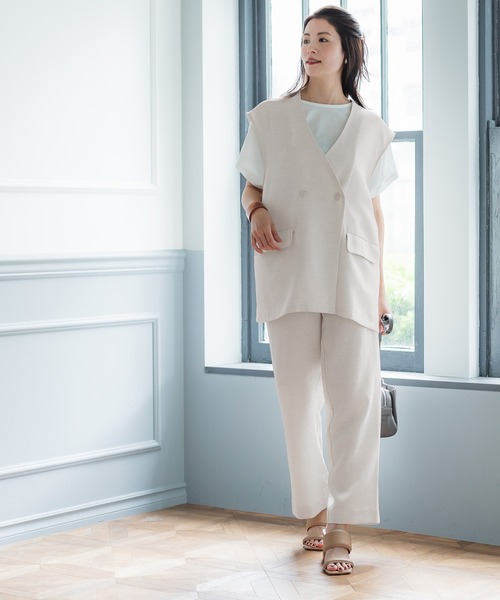 coca（coca）（コカ）の「セットアップ対応麻調ストレートパンツ（その他パンツ・レディース・ブラック/ライトベージュ・M/L）」の9枚目の写真