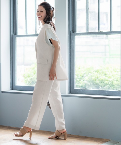 coca（coca）（コカ）の「セットアップ対応麻調ストレートパンツ（その他パンツ・レディース・ブラック/ライトベージュ・M/L）」の10枚目の写真