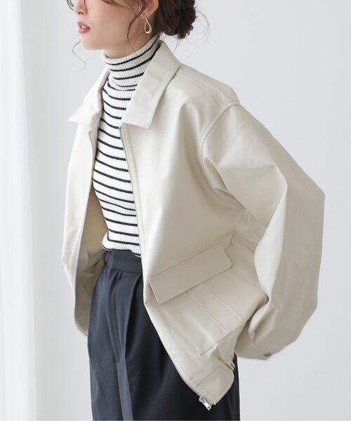 frames RAY CASSIN（フレームスレイカズン）の「合皮ブルゾン（ブルゾン・レディース・ブラック/ダークブラウン/キナリ・FREE）」の2枚目の写真