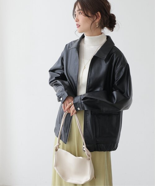 frames RAY CASSIN（フレームスレイカズン）の「合皮ブルゾン（ブルゾン・レディース・ブラック/ダークブラウン/キナリ・FREE）」の4枚目の写真