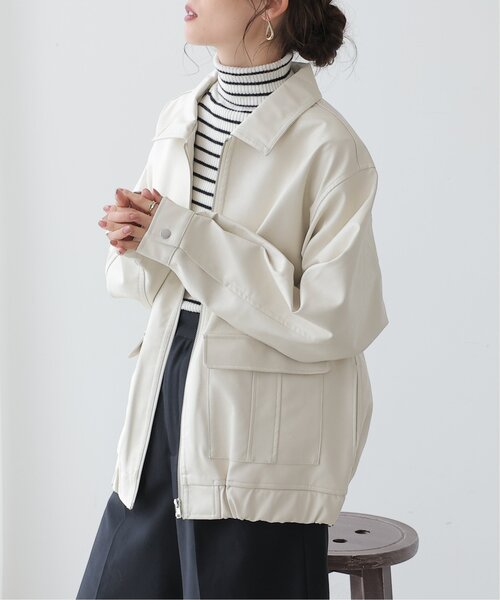 frames RAY CASSIN（フレームスレイカズン）の「合皮ブルゾン（ブルゾン・レディース・ブラック/ダークブラウン/キナリ・FREE）」の11枚目の写真