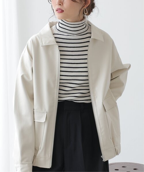 frames RAY CASSIN（フレームスレイカズン）の「合皮ブルゾン（ブルゾン・レディース・ブラック/ダークブラウン/キナリ・FREE）」の12枚目の写真