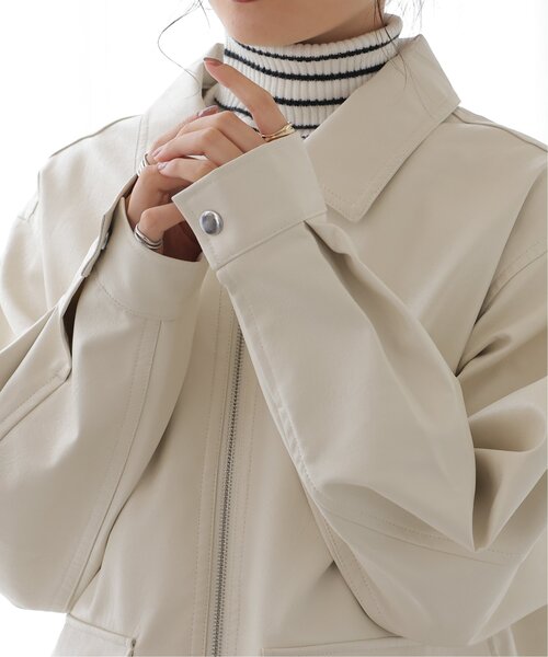 frames RAY CASSIN（フレームスレイカズン）の「合皮ブルゾン（ブルゾン・レディース・ブラック/ダークブラウン/キナリ・FREE）」の20枚目の写真