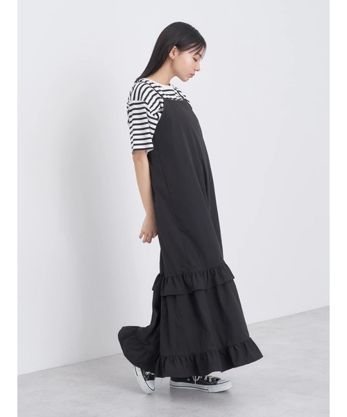 earth music&ecology(アースミュージックアンドエコロジー)の「ティアードキャミワンピース(ワンピース・レディース・ベージュ/ブラック・FREE)」の14枚目の写真