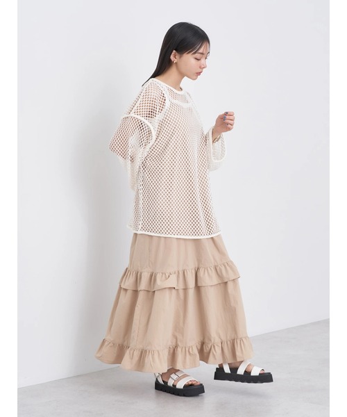 earth music&ecology(アースミュージックアンドエコロジー)の「ティアードキャミワンピース(ワンピース・レディース・ベージュ/ブラック・FREE)」の22枚目の写真