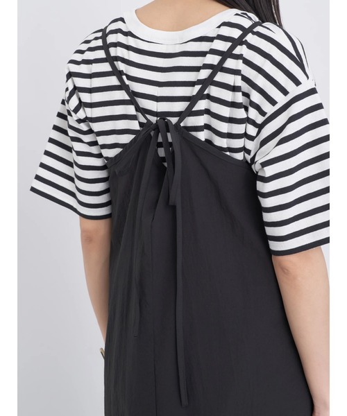 earth music&ecology(アースミュージックアンドエコロジー)の「ティアードキャミワンピース(ワンピース・レディース・ベージュ/ブラック・FREE)」の15枚目の写真