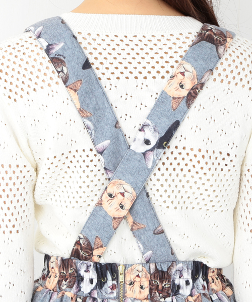 mmts（マミタス）の「mmts / 猫ボーダー サス付 スカート（スカート・レディース・グレー・ONE SIZE）」の5枚目の写真