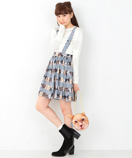 mmts（マミタス）の「mmts / 猫ボーダー サス付 スカート（スカート・レディース・グレー・ONE SIZE）」の13枚目の写真