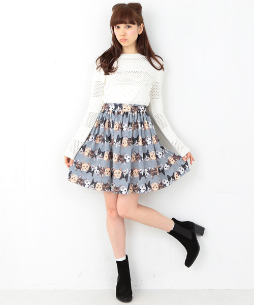 mmts（マミタス）の「mmts / 猫ボーダー サス付 スカート（スカート・レディース・グレー・ONE SIZE）」の7枚目の写真