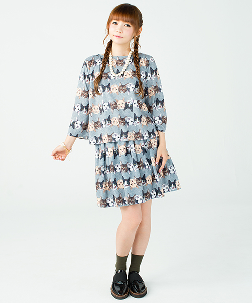 mmts（マミタス）の「mmts / 猫ボーダー サス付 スカート（スカート・レディース・グレー・ONE SIZE）」の16枚目の写真