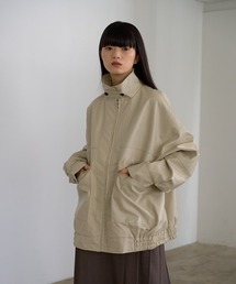 【Abor】フェイクレザースタンドカラーブルゾン