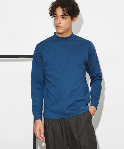 NANO universe(ナノユニバース)の「アンチスメルモックネックTシャツ 長袖(Tシャツ/カットソー・メンズ・ブルーグリーン/ホワイト/モカ/スミクロ・S/M/L/XL)」の4枚目の写真