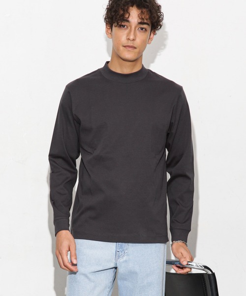 NANO universe(ナノユニバース)の「アンチスメルモックネックTシャツ 長袖(Tシャツ/カットソー・メンズ・ブルーグリーン/ホワイト/モカ/スミクロ・S/M/L/XL)」の2枚目の写真